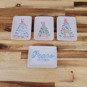New Peace on Earth Christmas Holiday Appetizer Desert Rectangular Plate / Tray 4